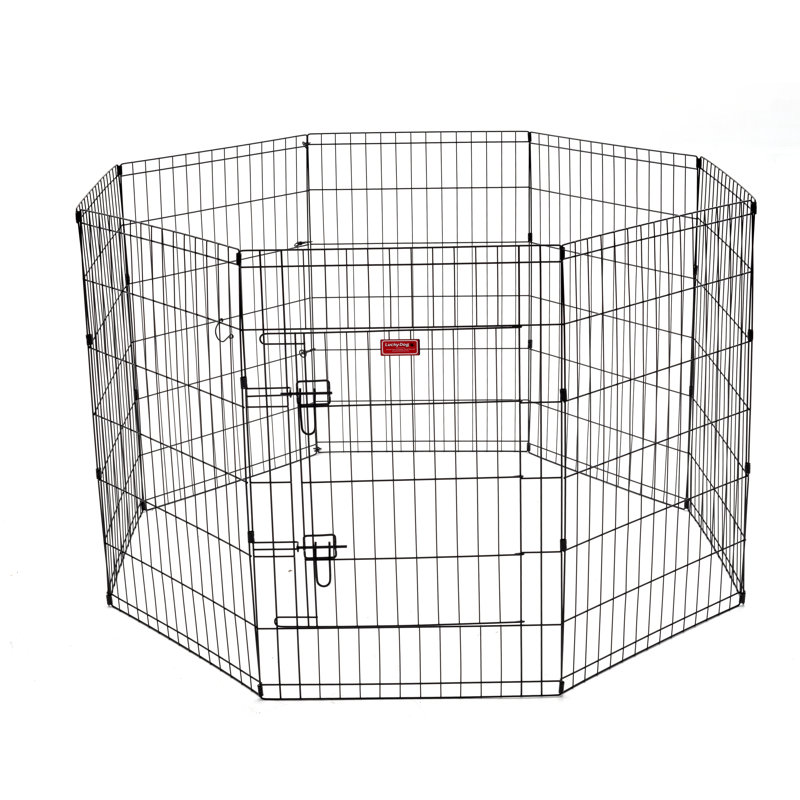 36-Inch Black Metal Foldable Pet Exercise Pen with Gate