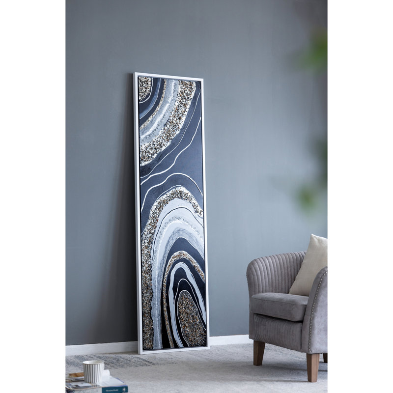 Paysage allongé, peinture à l'huile encadrée