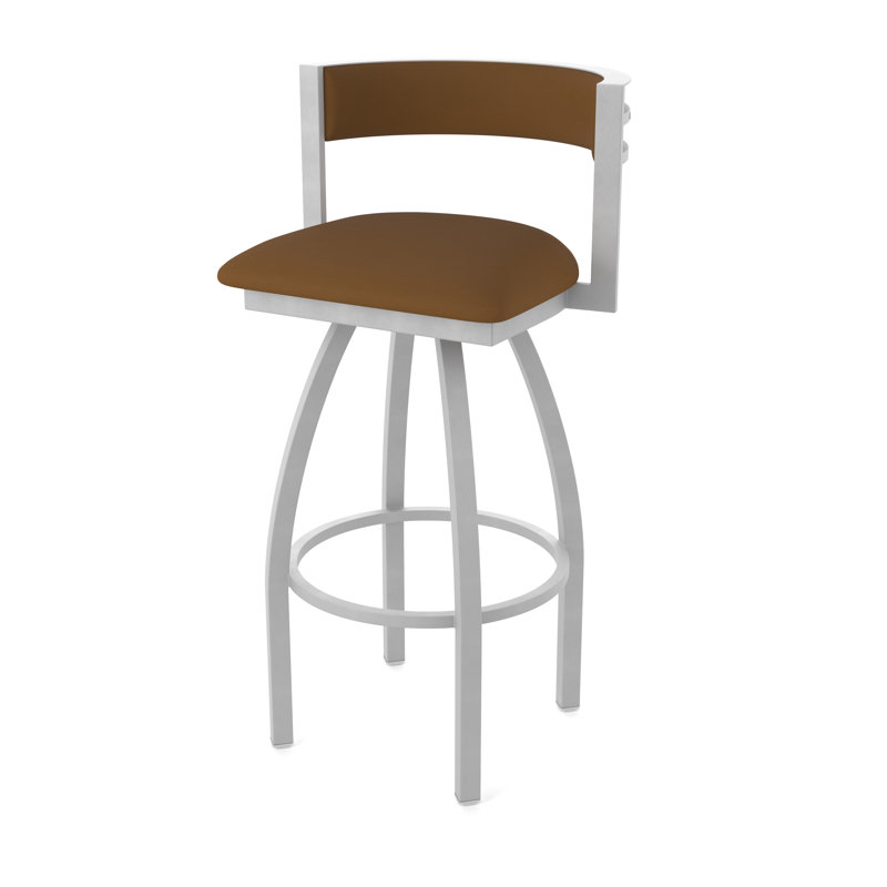 Tabouret Artémis, Nickel anodisé, Tabouret de comptoir (siège d'une hauteur de 25 p, Vinyle - chaume Canter