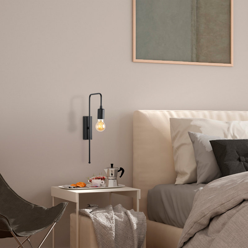 Lampe murale moderne industrielle, corps en métal noir, 16,5 po x 8,7 po x 16,5 po | Douille E27 (40 W maximum) | Durable classé IP20 | Parfait pour le bureau personnel, le salon ou la chambre à coucher | Conception élégante et élégante