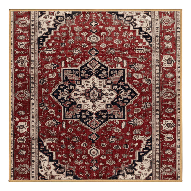 Machine Washable Persian Brown Area Rug, Square 3'