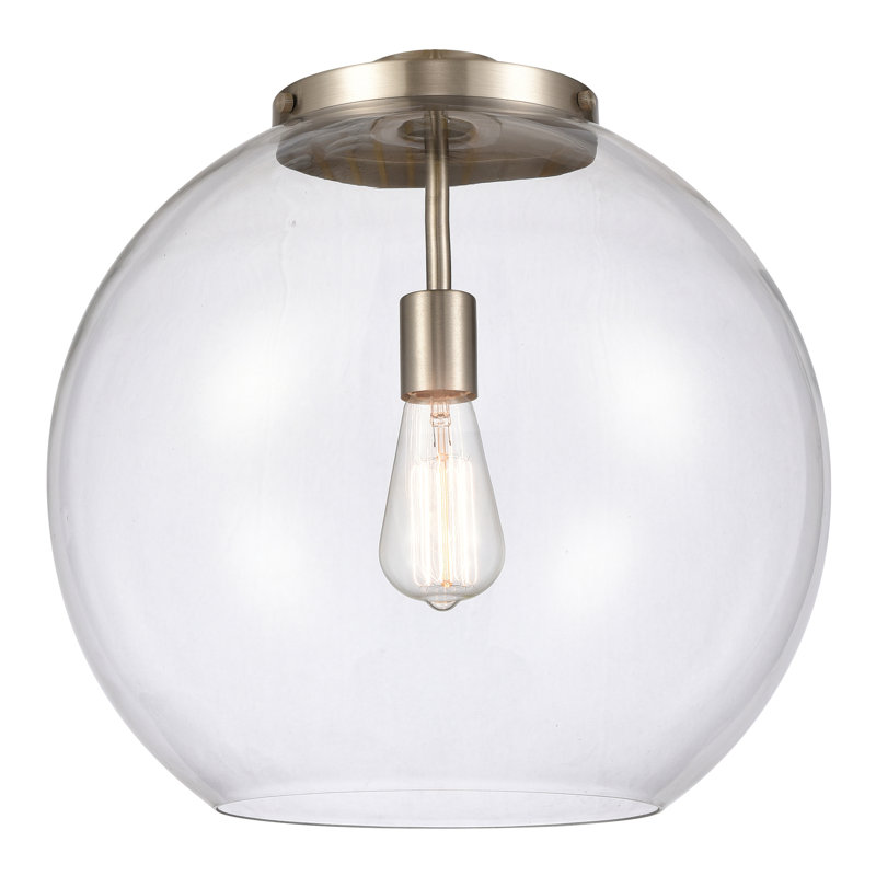 Luminaire suspendu sphère 3 lumières DEL Athens, Bronze frotté à l'huile, Clair, H 16,38 po x l 15,75 po x P 15,75 po