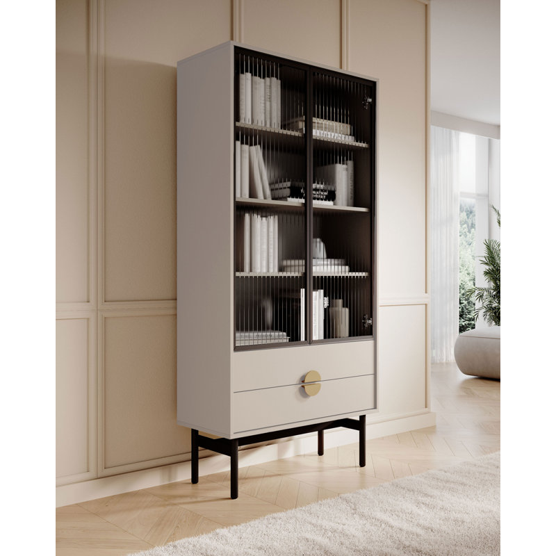Boarisch Display Cabinet, Grey Beige