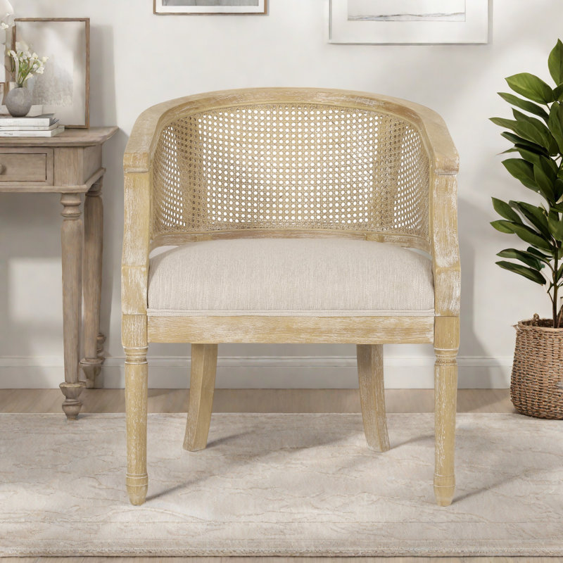 Chaise d'appoint en bois d'hévéa, Beige