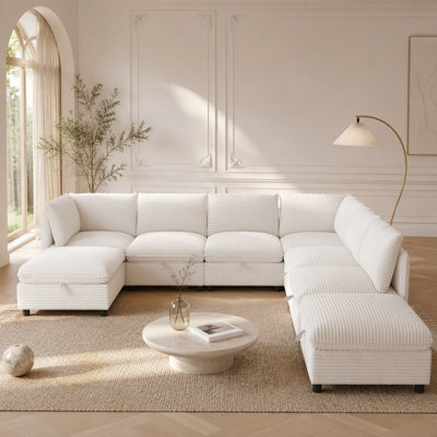 Canapé modulaire modulaire, siège de canapé convertible avec rangement, ensemble de canapé modulaire canapé-lit, combinaisons modulaires flexibles en tissu pour le salon (6 sièges)