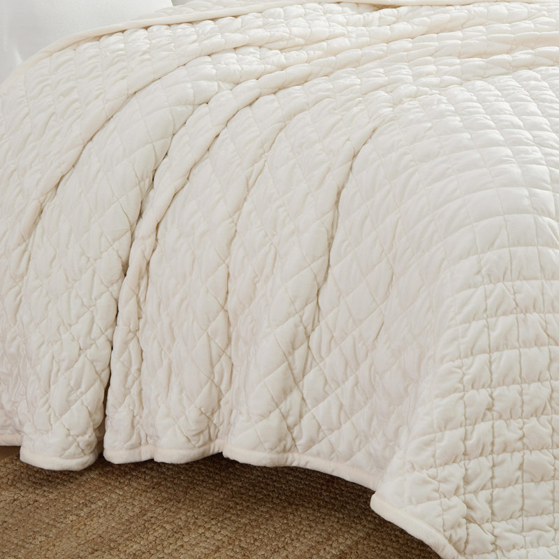 Martha Stewart Simone Solid Reversible Blanket, Queen, Light Beige