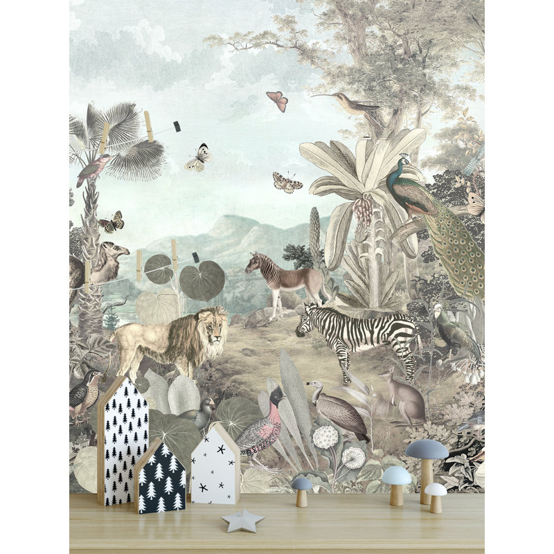Papier peint amovible The Animals In Tropical Jungle, L 75 po x l 112 po