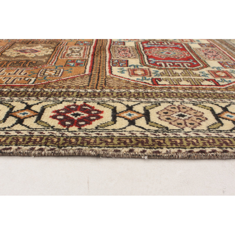 Rozier One-of-a-Kind Rectangle 6'4" X 8'10" 1990s Wool Area Rug in Brown/Beige/Red