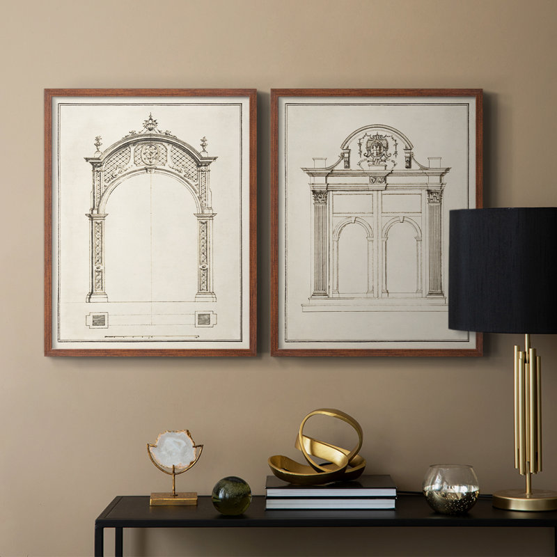 Impression encadrée Arch-Premium - prête à être accrochée - aucun clou requis - aucun clou requis, Noyer, H 29 po x l 46 po