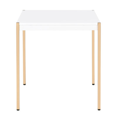 White and Gold Square End Table