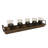 5-Pillar Candelabra Centerpiece with Glass Cups and Rustic Wood Tray
