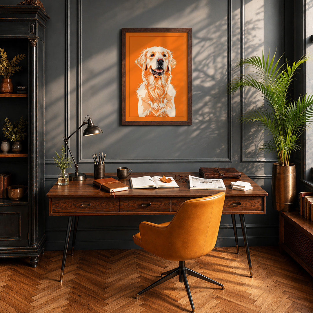 Golden Retriever Portrait Modern - Framed Print