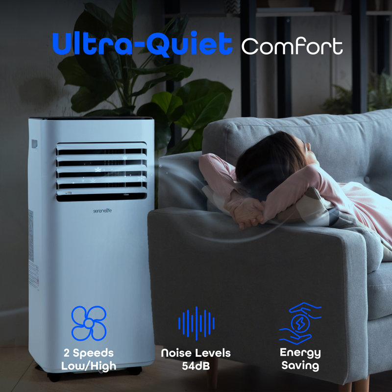 8000 BTU White Portable Air Conditioner with Remote Control