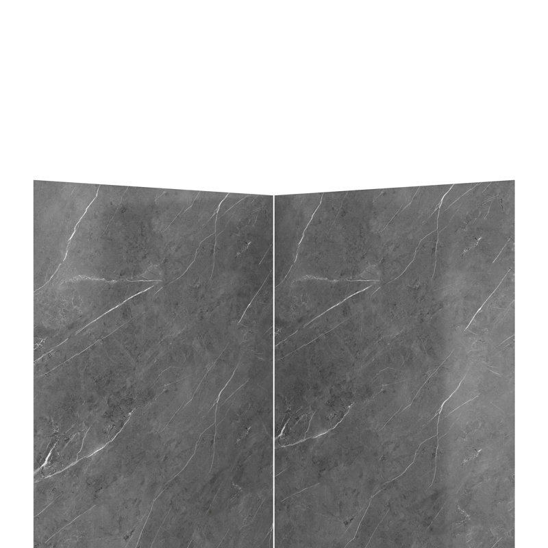 Streamline DSH-1260-124 36 in. L x 36 in. W. x. 76 in. H 2-Piece Glue-Up Corner Shower Surround in Grey Marble Finish