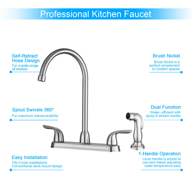 Beslend Kitchen Faucet with Side Spray