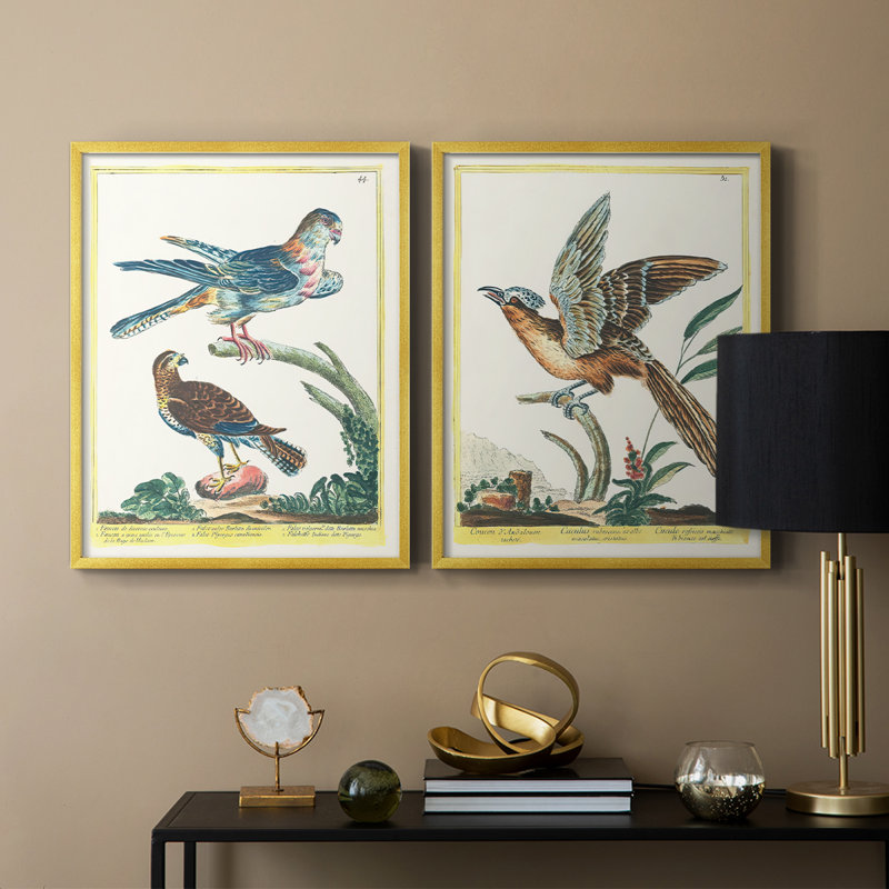 Pastel Birds III - reproduction encadrée de qualité supérieure - prête à être accrochée - aucun clou requis - aucun clou requis