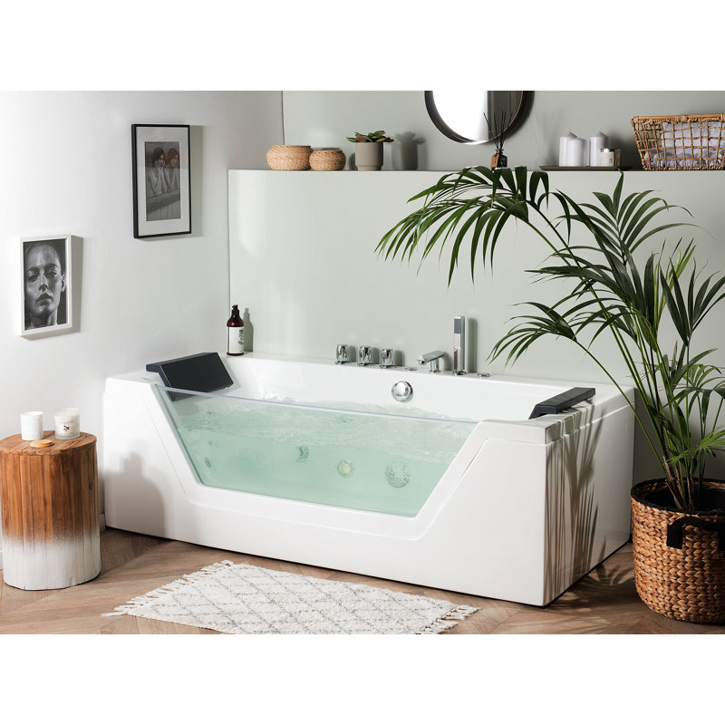 Rourke x Whirlpool Acrylic Bathtub with Tap, 55cm H x 71cm W x 150cm D, White
