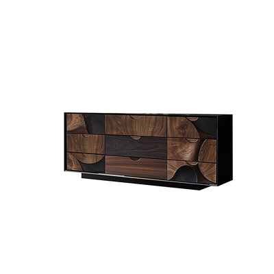 47.24"Simple brown-black solid wood nine-drawer storage cabinet