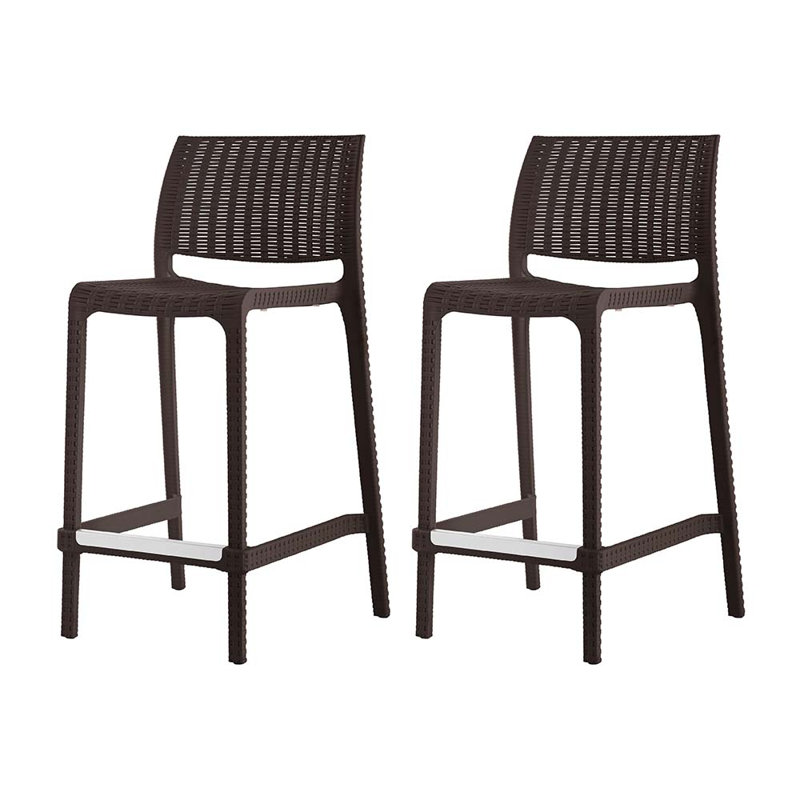 Nenko 25.6"H Resin Low Back Counter Stool, Brown