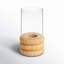 Delevan Cole And Grey Glass Round Hurricane Lamp With Light Brown Woven Base