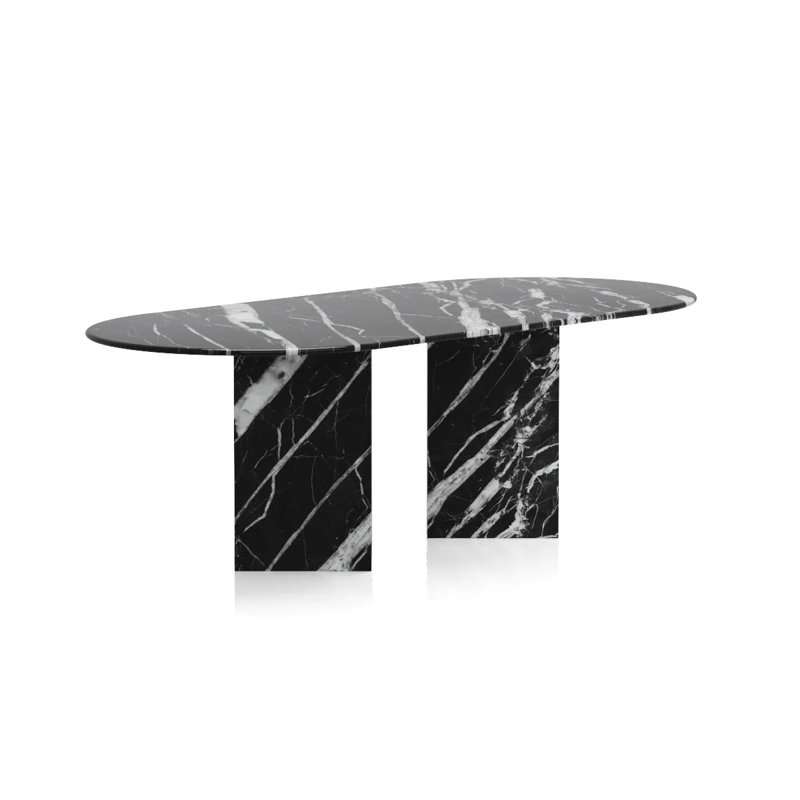 Table de salle à manger en marbre véritable 8 places - marbre noir