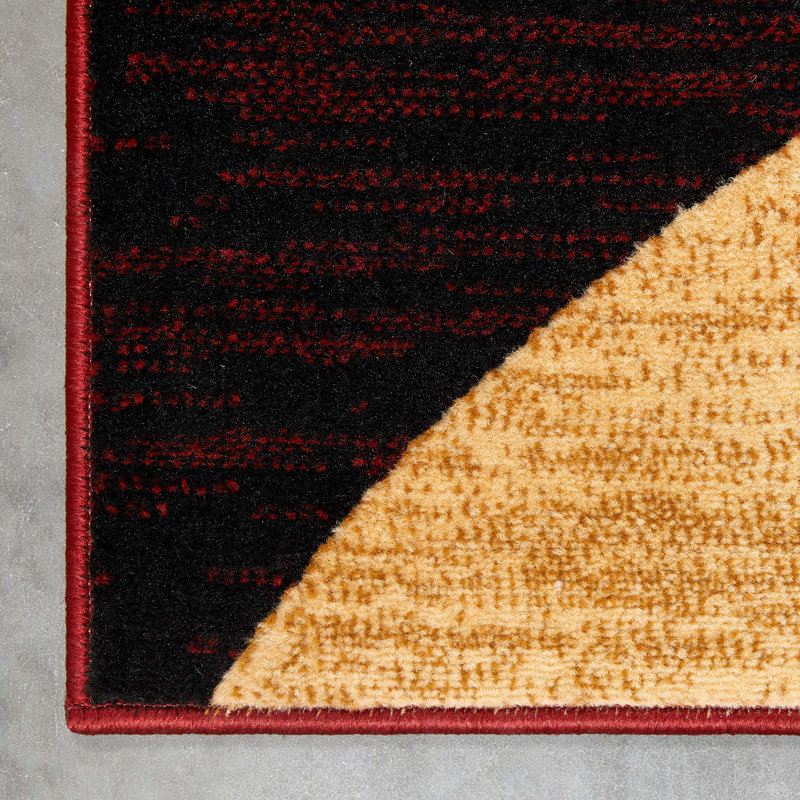 Bingo Red Modern Geometric Rug, Rectangle 7'10" x 9'10"