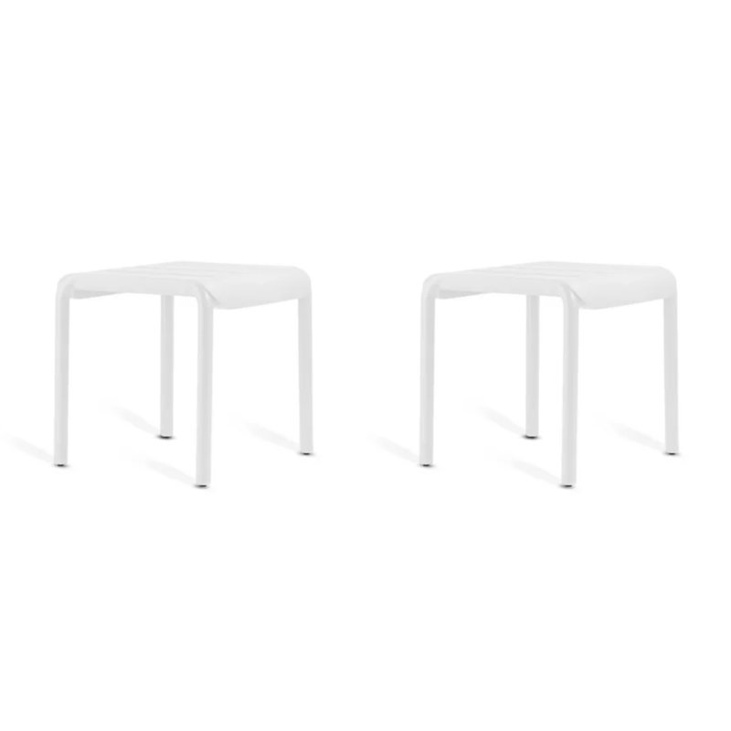 Tabouret / table d'appoint Outo (ensemble de 2), Blanc