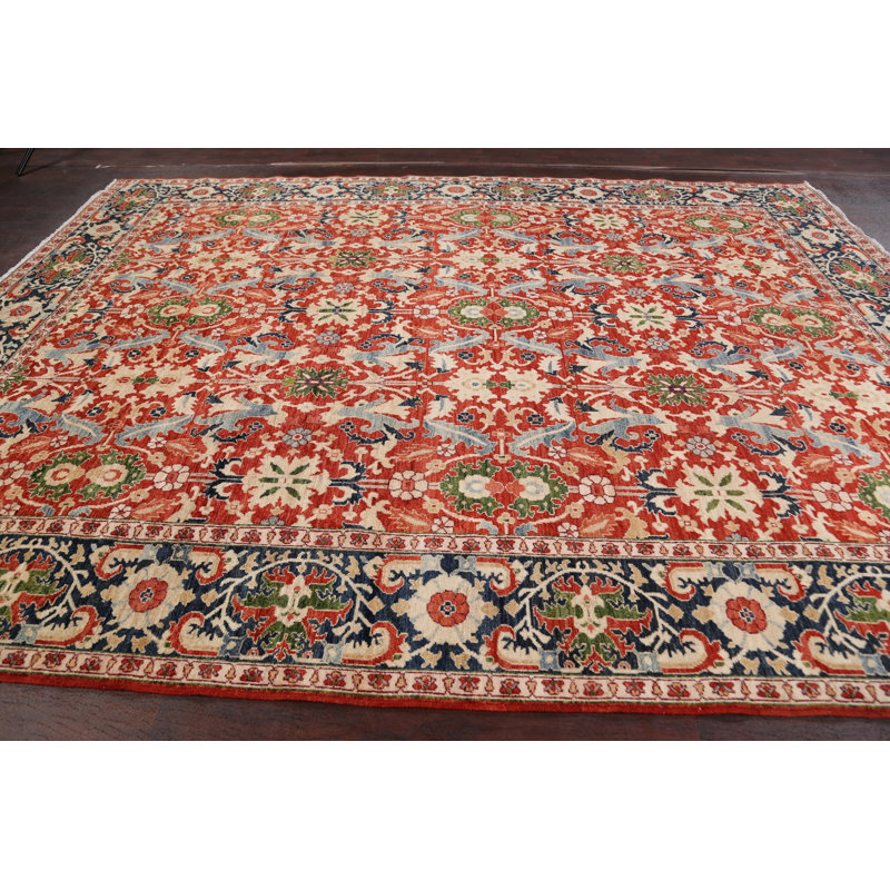 Tapis décoratif en laine de conception unique 9 pi x 11 pi 7 po noué à la main New Age Heriz Serapi