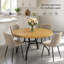 Table de salle à manger ronde pour l'intérieur et l'extérieur, table multifonctionnelle de style industriel moderne avec structure métallique robuste et plateau aspect bois rustique-1047448049-1047448050