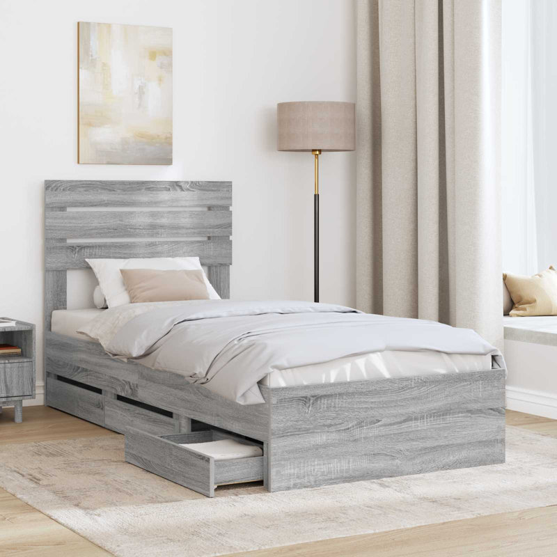 Bed Frame, 100 x 200cm, Grey Sonoma