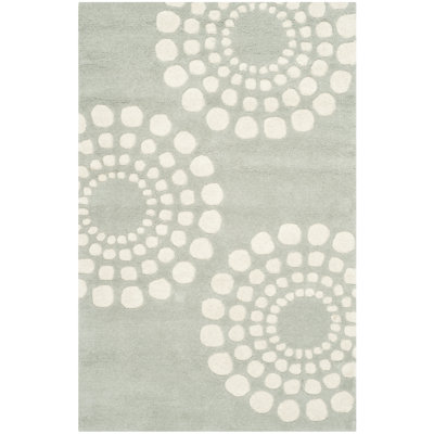 Geometric Handmade Tufted Wool Grey Area Rug
