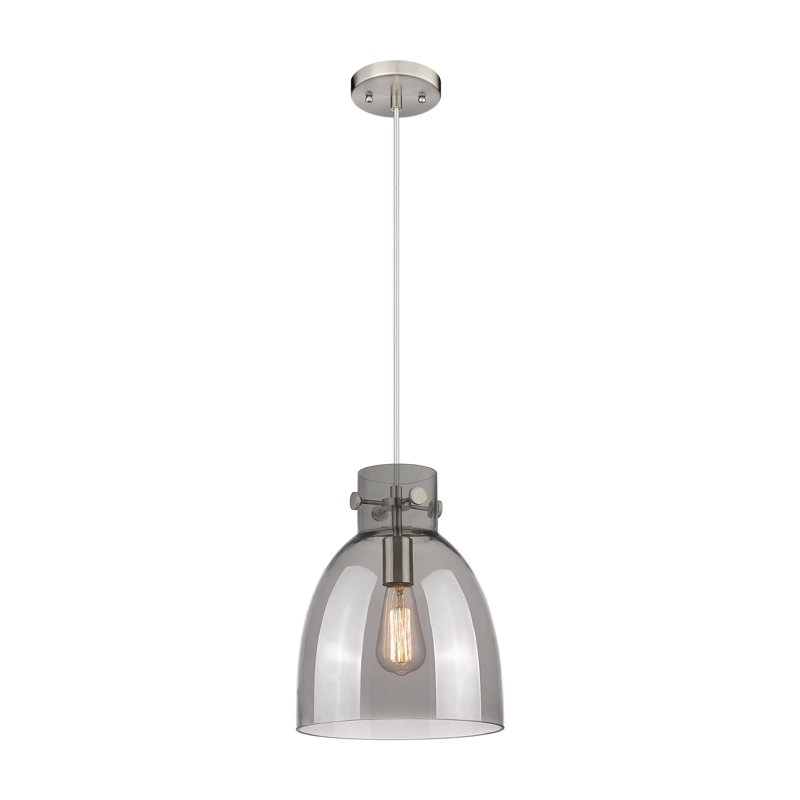 Luminaire suspendu à 1 lumière Badgett, Plaqué couleur fumée, Nickel satiné