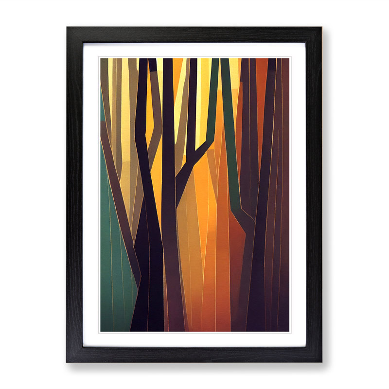 Tree Abstract Block Vol.4 - Wall Art, 64cm H x 46cm W x 2cm D, Walnut Framed
