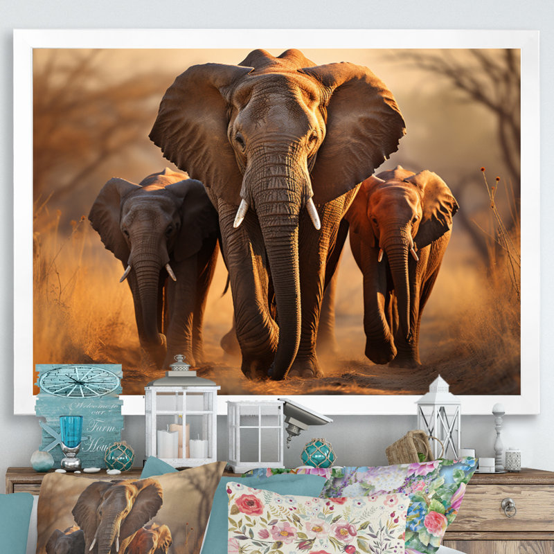 Éléphants d'Afrique, «Family Bond», Cadre photo blanc, H 30 po x l 40 po x P 1,5 po