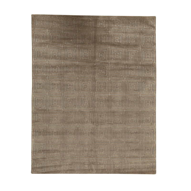 Tapis brun clair de haute qualité noué à la main