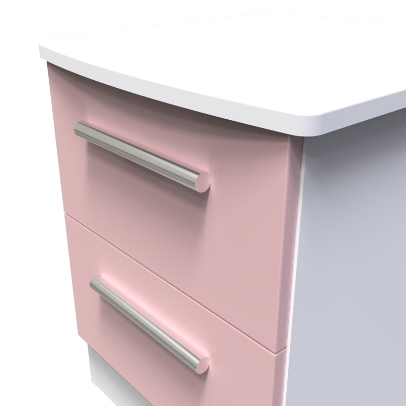 Fully Assembled Yantarni 2 DrawerÂ Bedside Table, Pink
