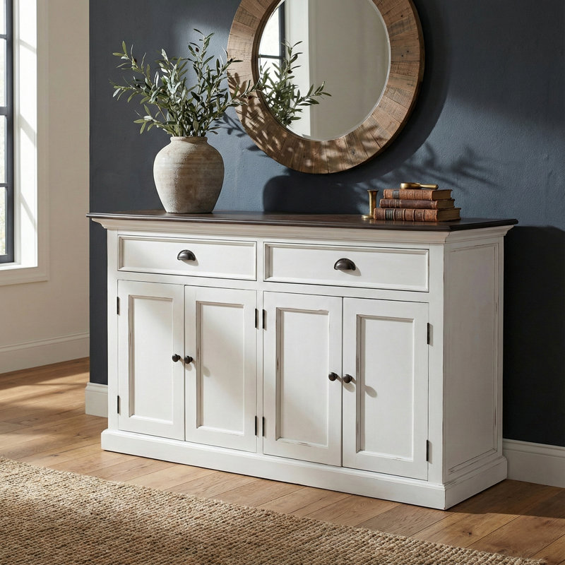 Hailsham 57.09 " W Sideboard, White/Black