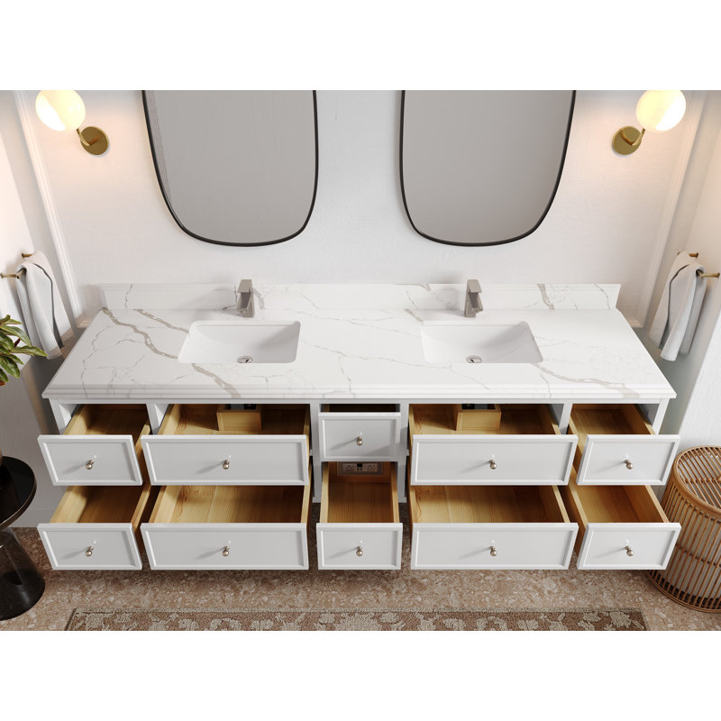 Ensemble de meuble-lavabo double 84 po Roswell, Calacatta Laza