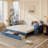 Daybed With Removable Desk, Storage Drawers & Hydraulic Side Table-1376136527-1376136523