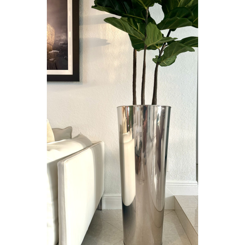 Faux Bird Of Paradise Tree in Metal Planter, 90" H x 40" W x 24" D, Gold