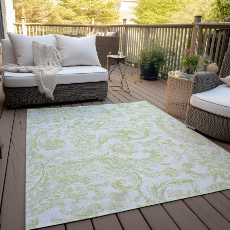 Tapis intérieur / extérieur en polyester tissé à la machine Shikela, Rectangle 5 pi x 7 pi 6 po