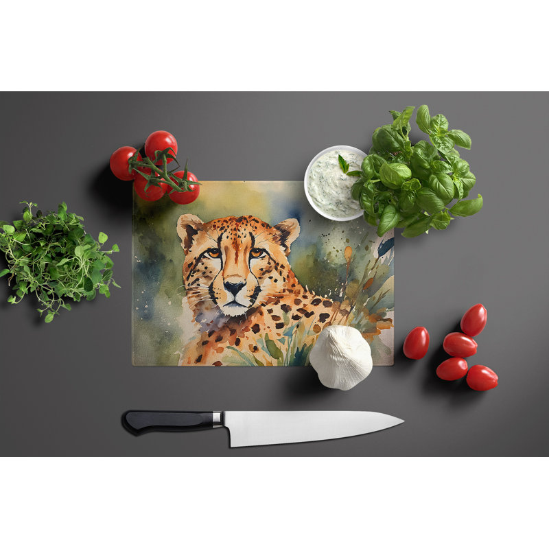Cheetah Glass Cutting Board Large