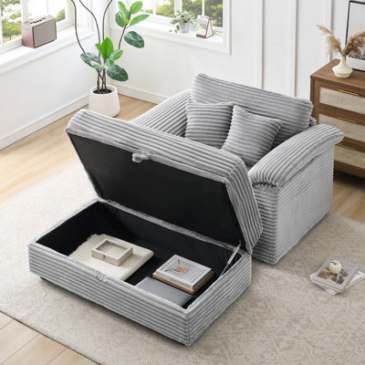 Comfortable Single-Person Spring-Wrapped Armchair With Storage Stool And Dual USB Ports, Ideal For Living Room And Bedroom Relaxation