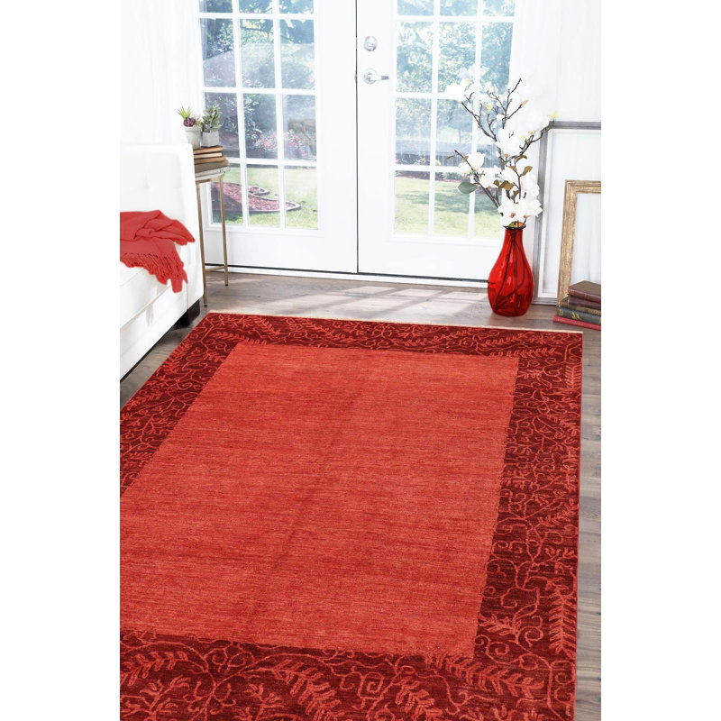 Tapis rectangulaire en laine rouge / noir 8 pi 4 po x 9 pi 6 po Bratton