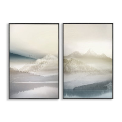 Ensemble de 2 giclées encadrées Mountain Peaks & Neutral Lake, design par Gemma Bardot