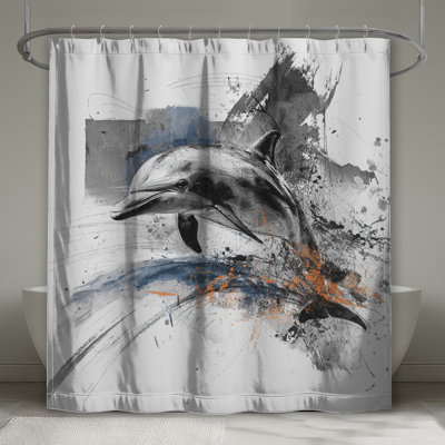 Abstract Dolphin Art Shower Curtains Extra Long