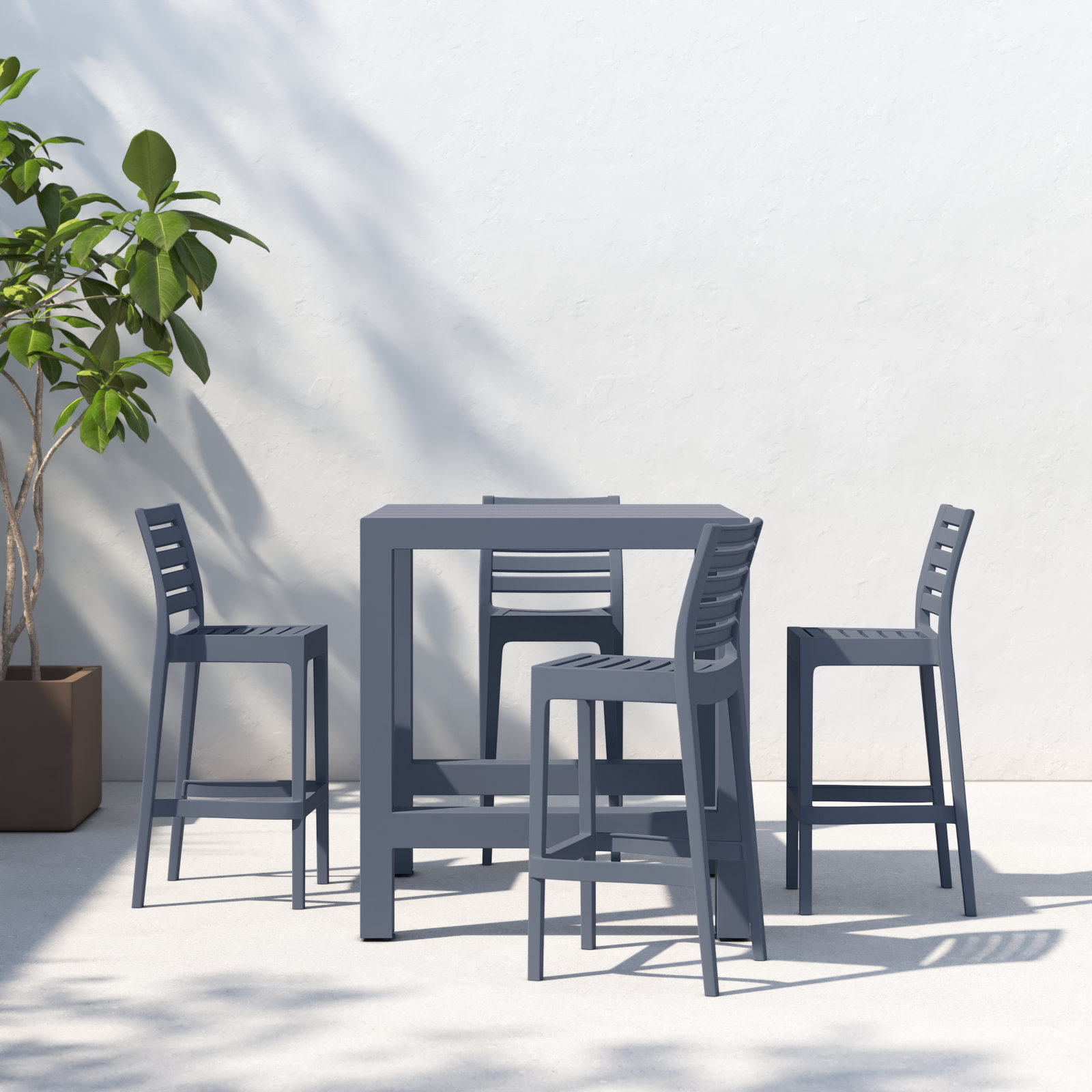 Farrah 39" Patio Dining Set, Dark Gray