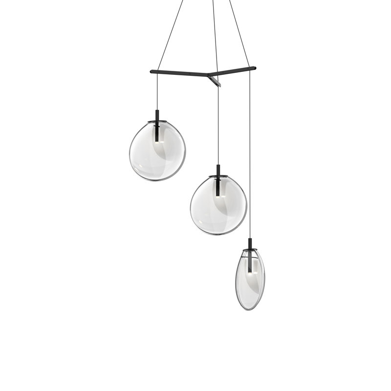 Luminaire suspendu à 3 lumières DEL Cantina, Transparent, H 14,75 po x l 33 po x P 33 po