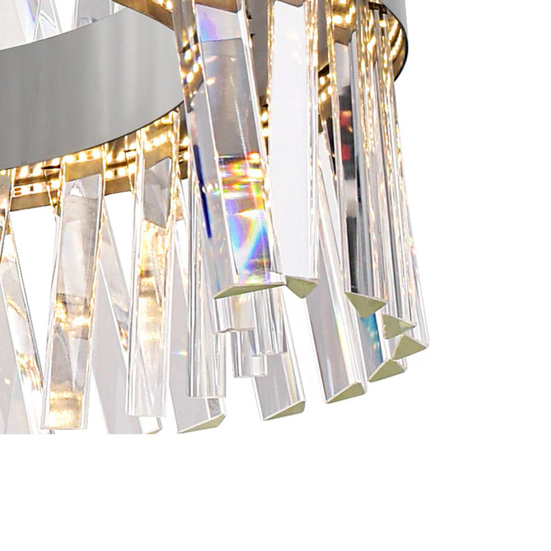 24" Chrome Chandelier for Living Room, Dining Room, or Bedroom – Integrated LED Fixture with Adjustable Chain