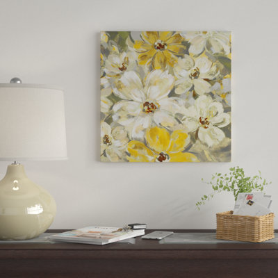 " Scattered Spring Petals, Yellow Gray " Print